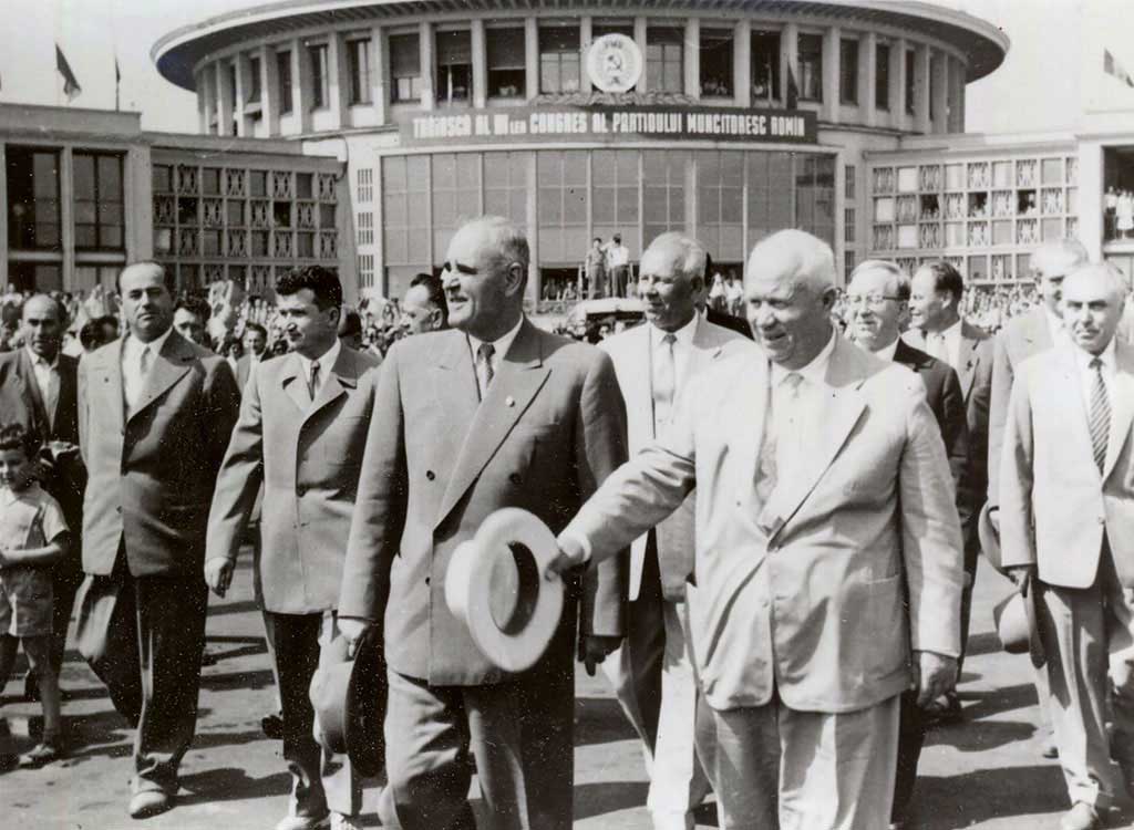 The image also shows Gheorghiu-Dej's future successor, Nicolae Ceauşescu (second row, 2nd from left).